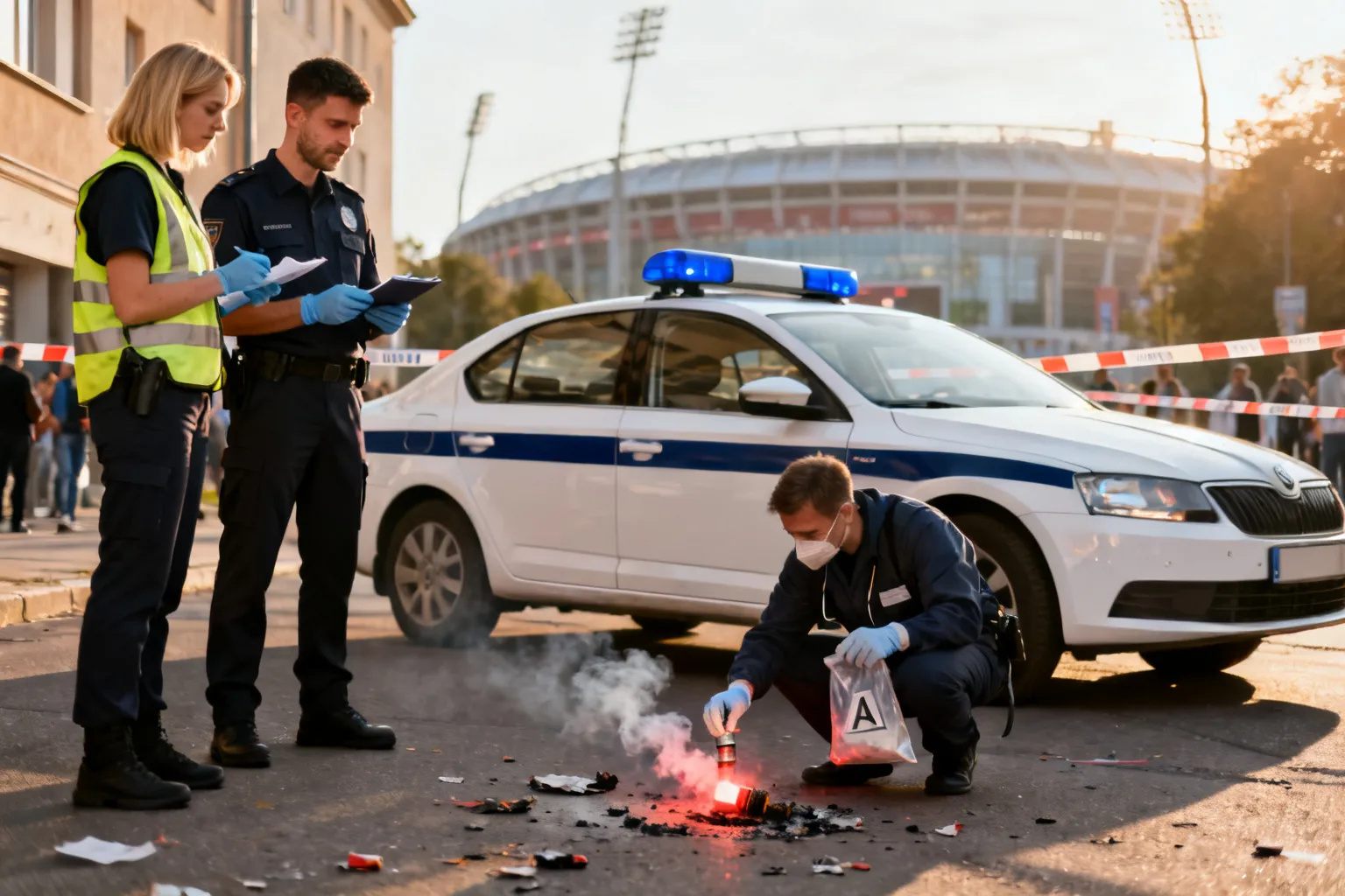 Pirotechnika na meczu GKS Katowice — policja prowadzi identyfikację sprawców