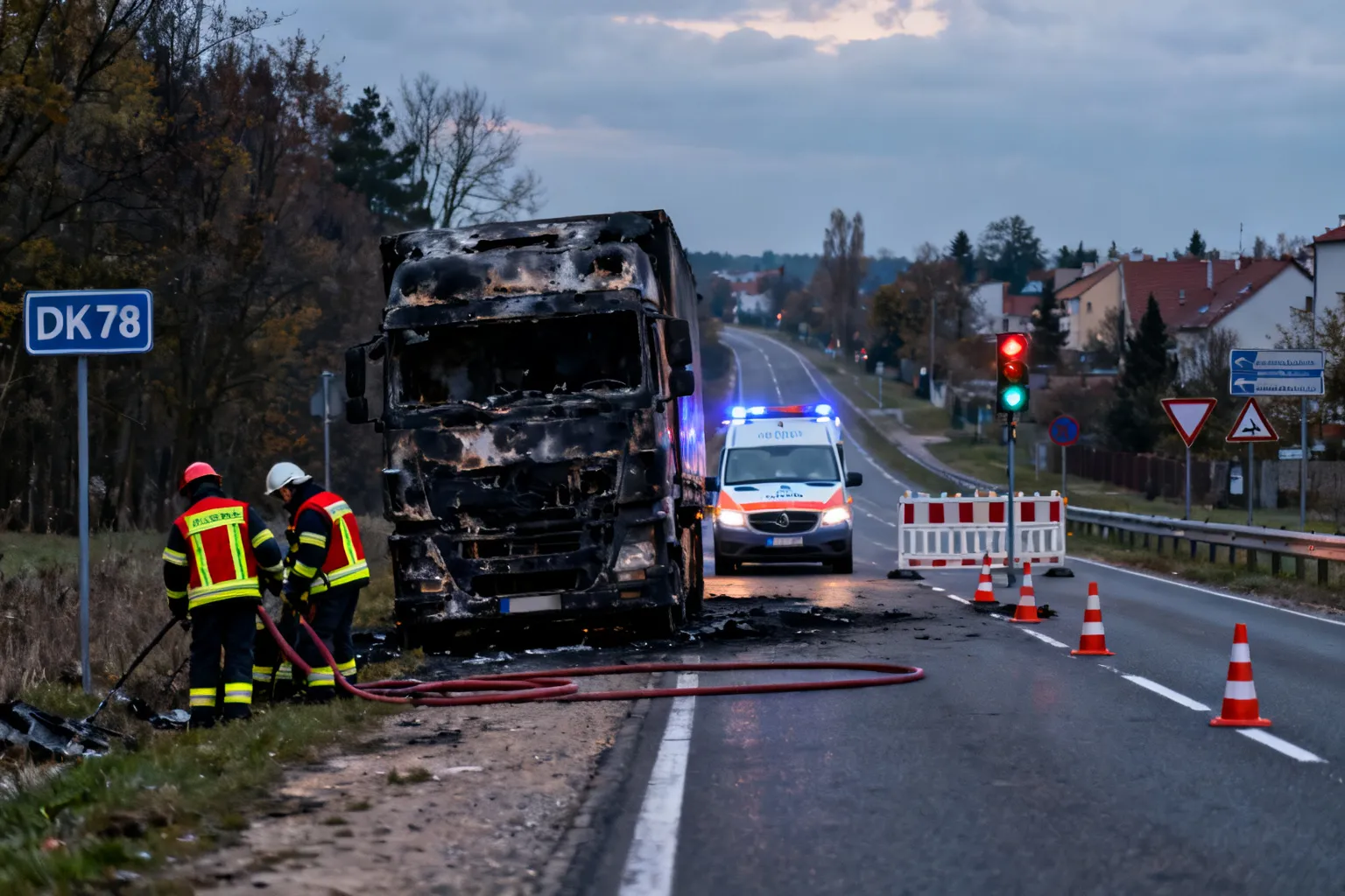 Pożar ciężarówki na DK78 w Zawierciu-Kromołowie — objazdy i ruch wahadłowy